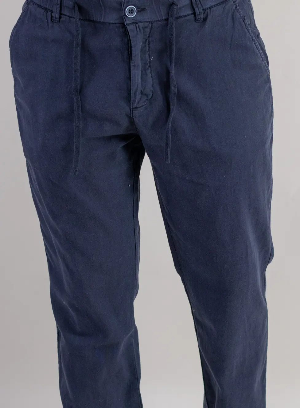 Pantaloni din in și bumbac regular fit – bleumarin [9]