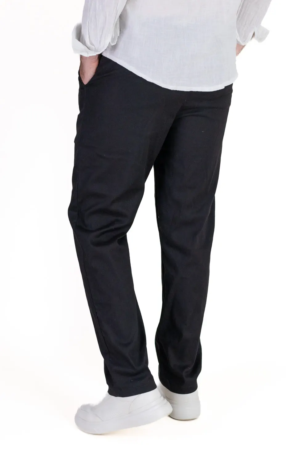 Pantaloni negri regular fit bumbac de vară [6]