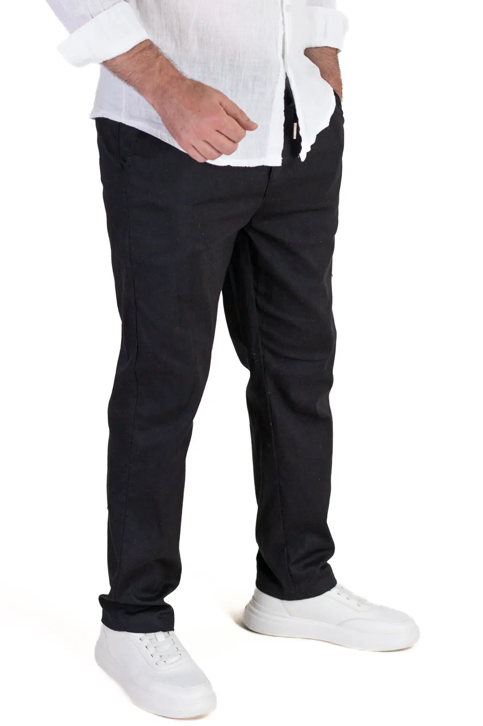 Pantaloni negri regular fit bumbac de vară [2]