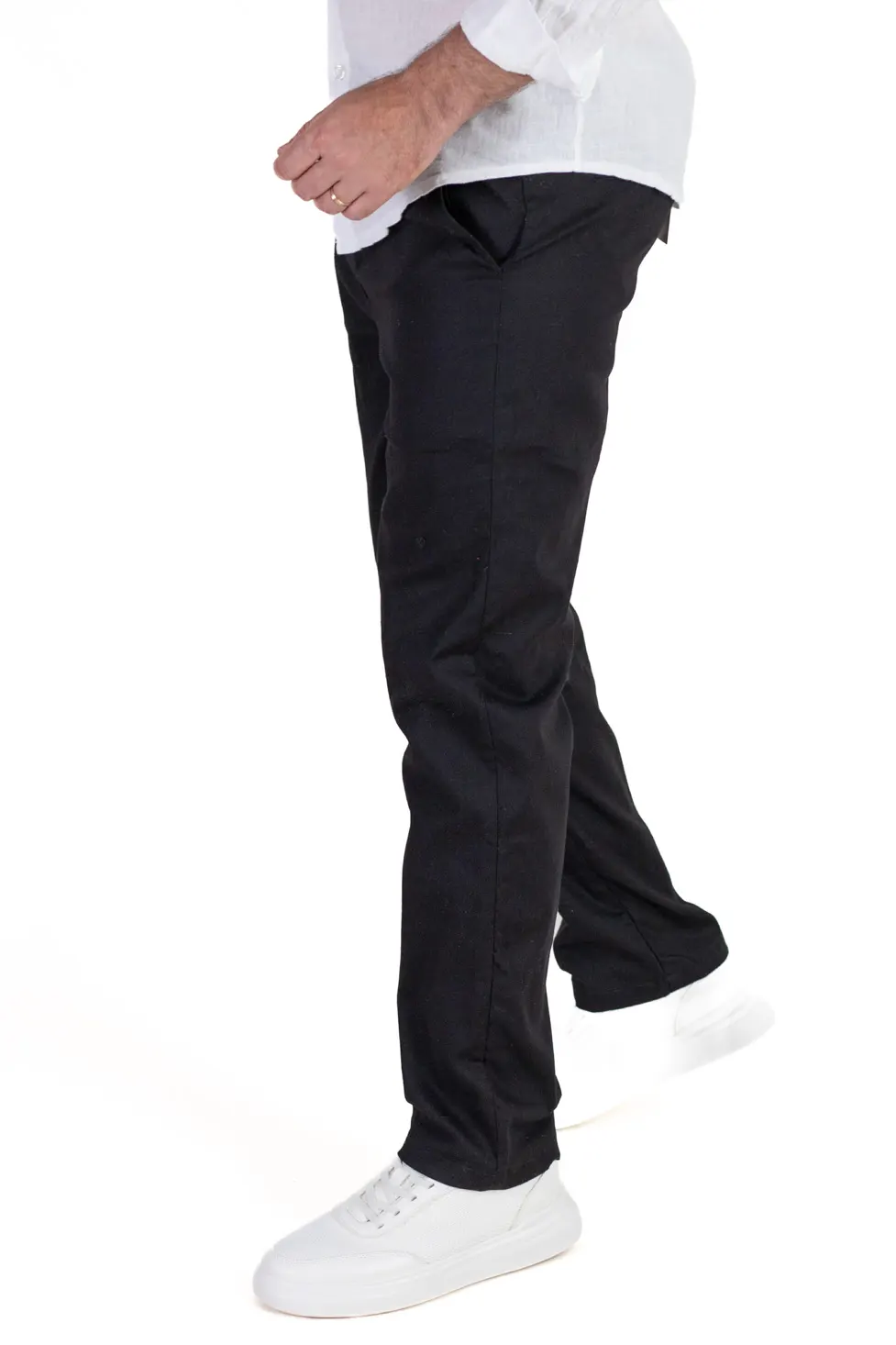 Pantaloni negri regular fit bumbac de vară [3]