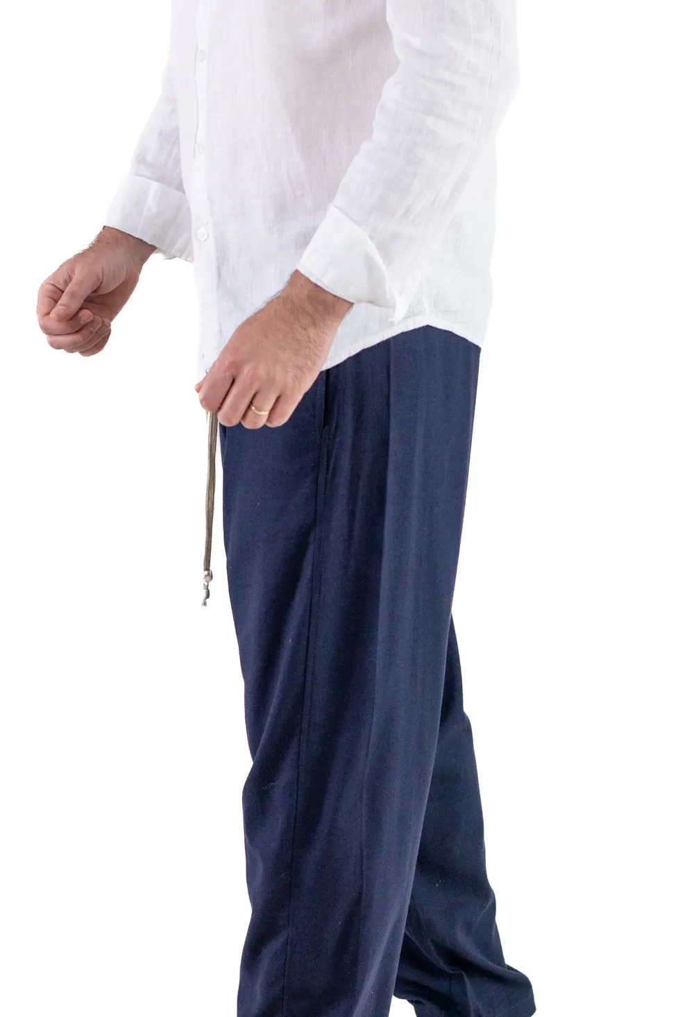 Pantaloni bleumarin lejeri de vara din in și vâscoză pentru bărbați [4]