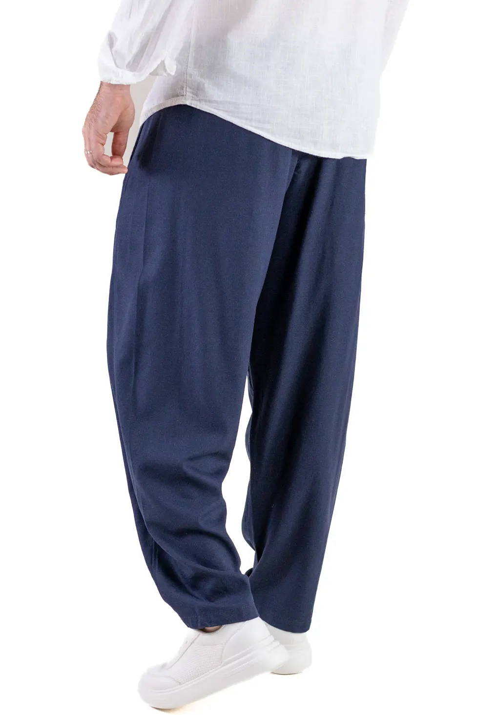Pantaloni bleumarin lejeri de vara din in și vâscoză pentru bărbați [5]