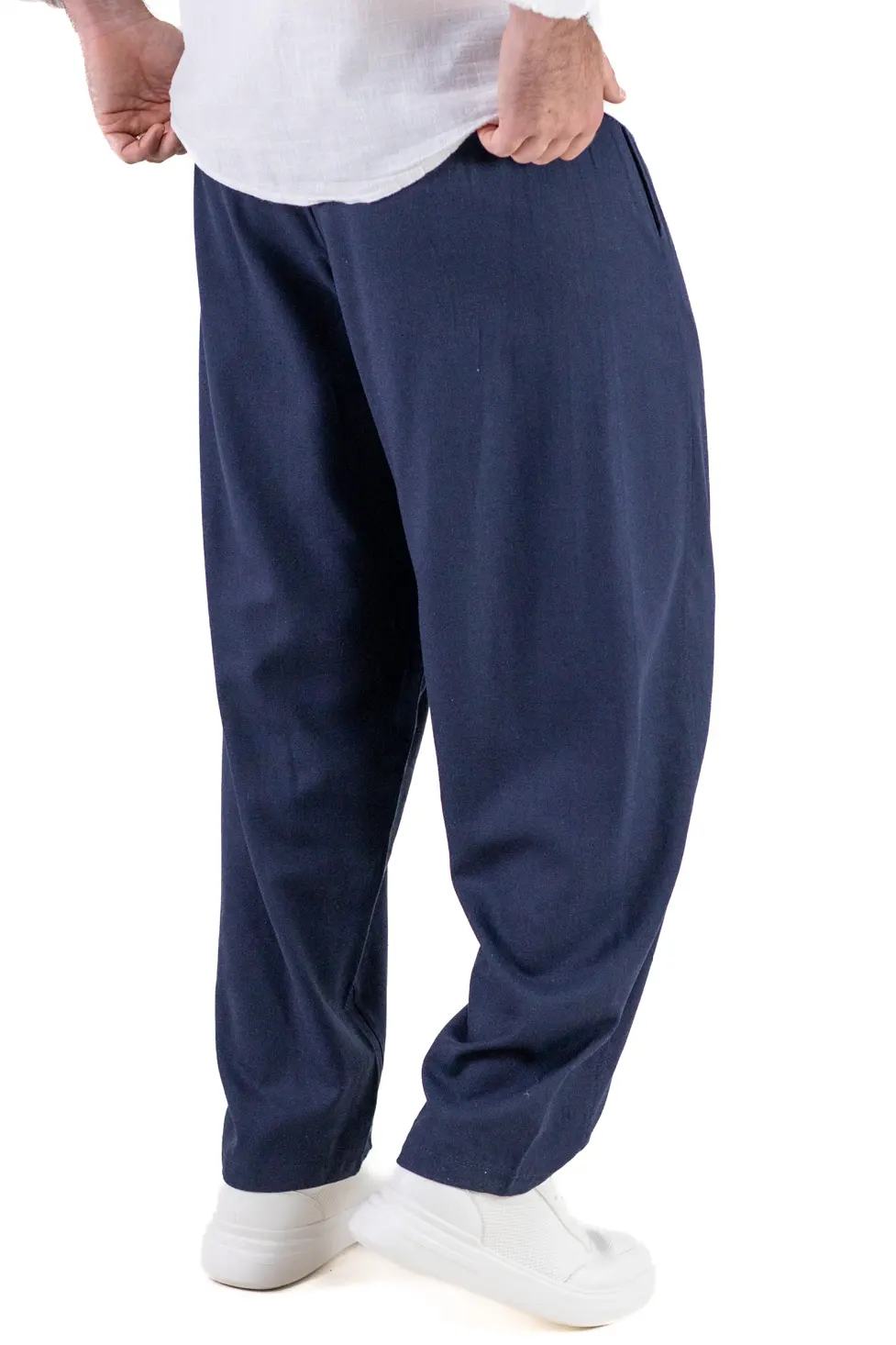 Pantaloni bleumarin lejeri de vara din in și vâscoză pentru bărbați [6]