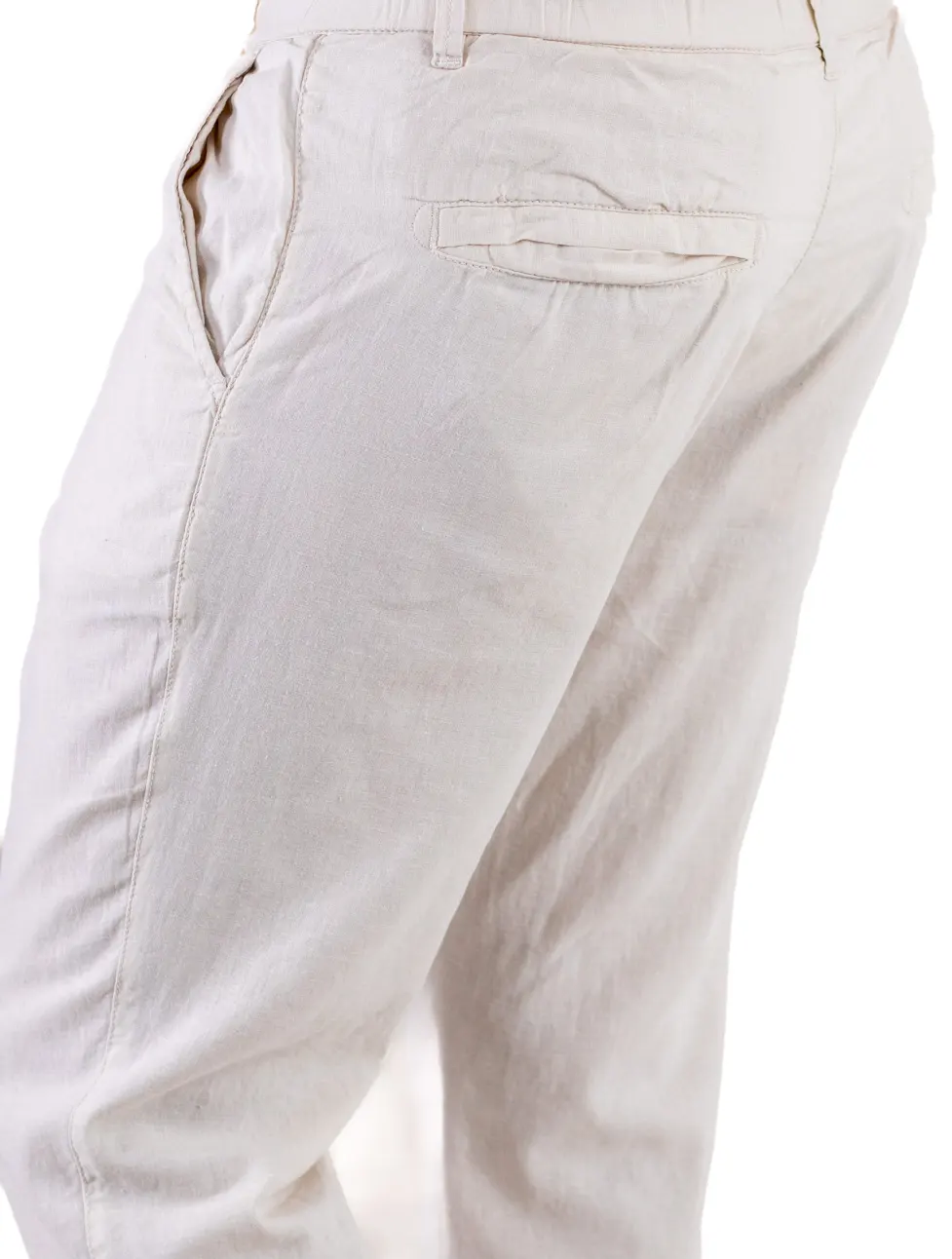 Pantaloni din in și bumbac regular fit – crem [8]