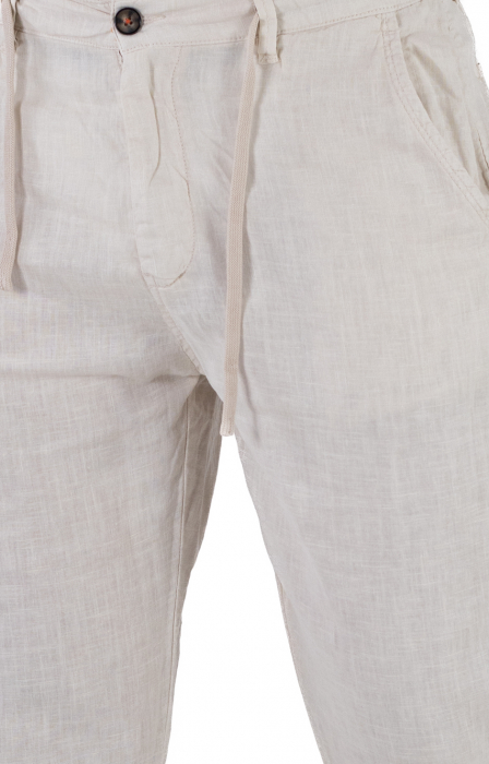 Pantaloni lungi crem din in [6]