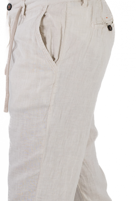 Pantaloni lungi crem din in [7]