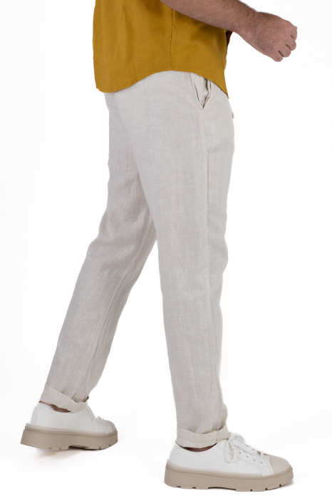 Pantaloni lungi crem din in [5]