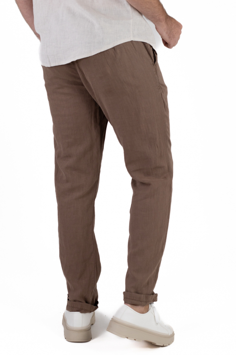 Pantaloni lungi maro din in [4]