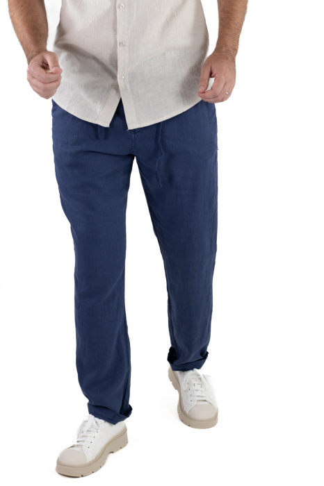 Pantaloni lungi bleumarin din in [5]