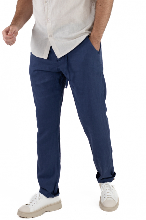 Pantaloni lungi bleumarin din in [2]