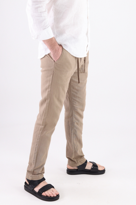 Pantaloni lungi din in bej [5]