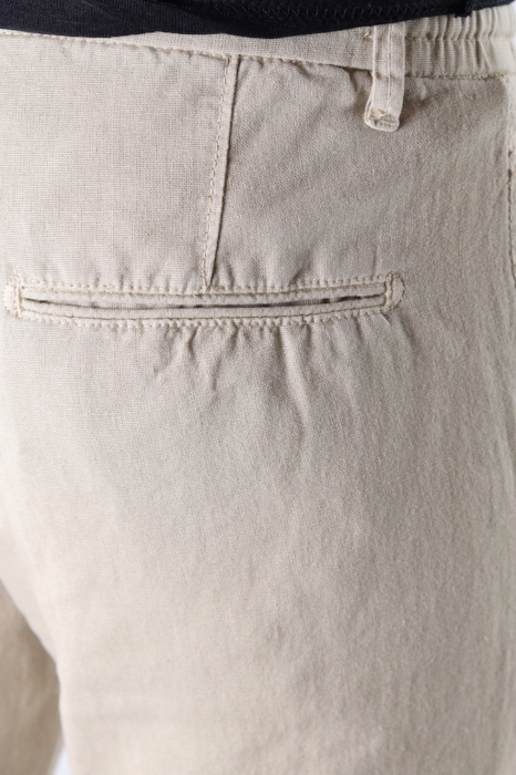 Pantaloni lungi din in crem [9]