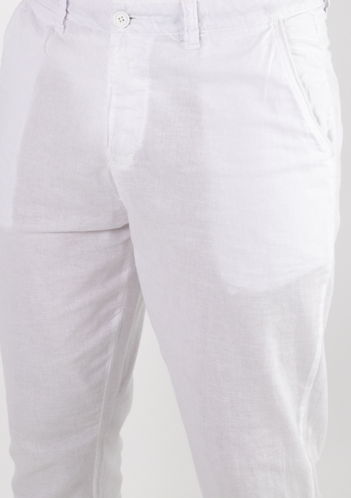 Pantaloni lungi din in albi [7]