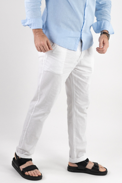 Pantaloni lungi din in albi [2]