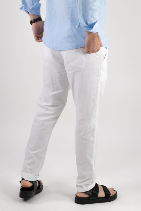 Pantaloni lungi din in albi [3]