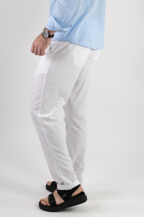 Pantaloni lungi din in albi [5]