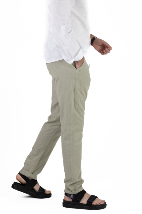 Pantaloni lungi din in verde deschis [2]