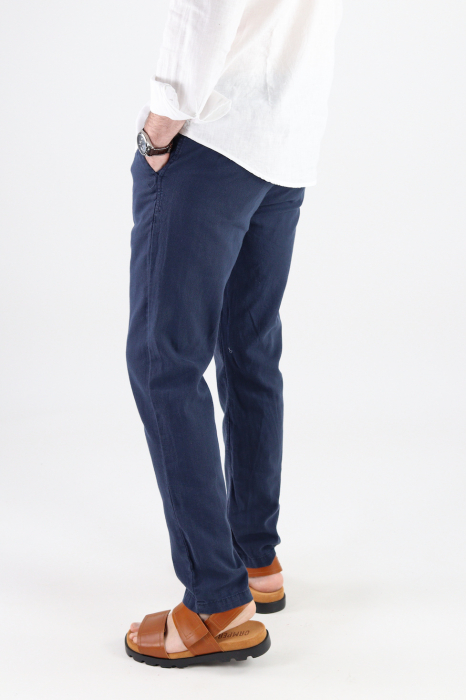 Pantaloni lungi din in bleumarin [4]