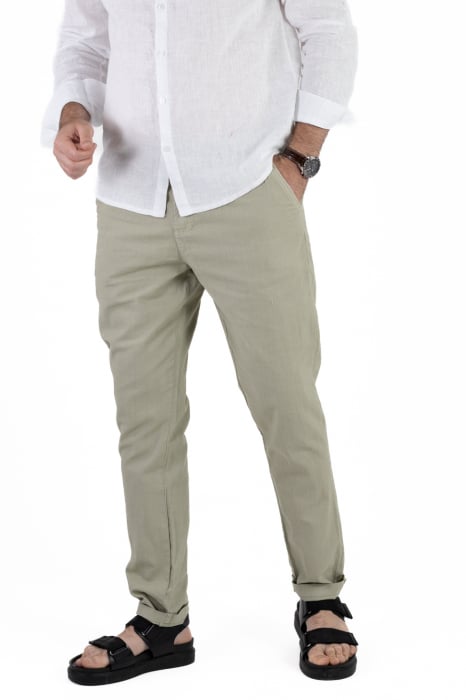 Pantaloni lungi din in verde deschis [3]