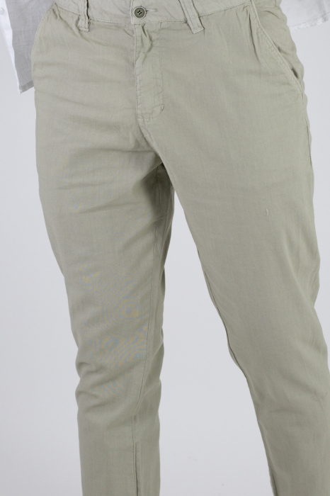 Pantaloni lungi din in verde deschis [6]