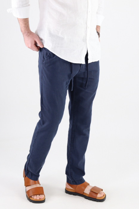 Pantaloni lungi din in bleumarin [2]