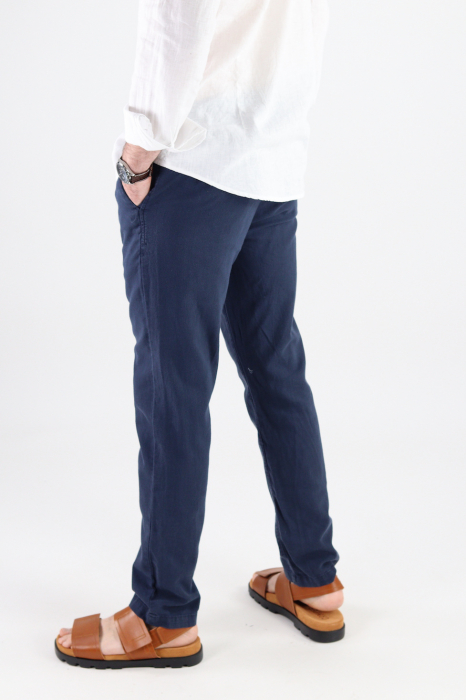 Pantaloni lungi din in bleumarin [5]