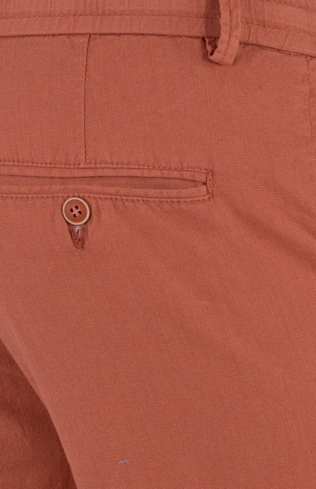 Pantaloni scurti caramizii din bumbac cu textura de in [7]
