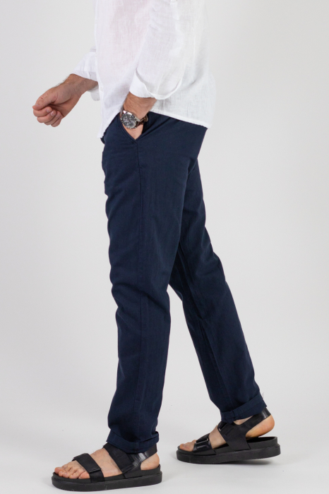 Pantaloni lungi din in bleumarin [5]