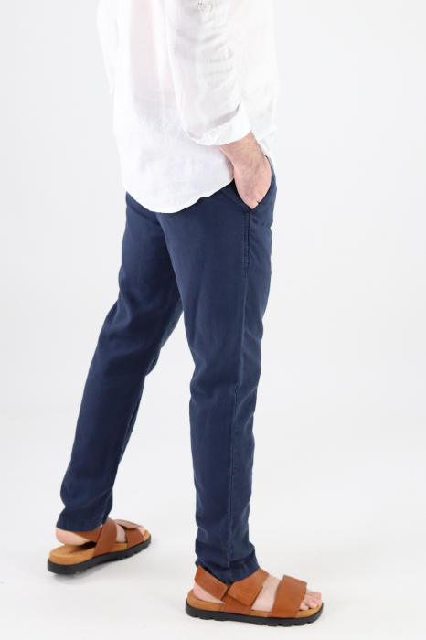 Pantaloni lungi din in bleumarin [3]