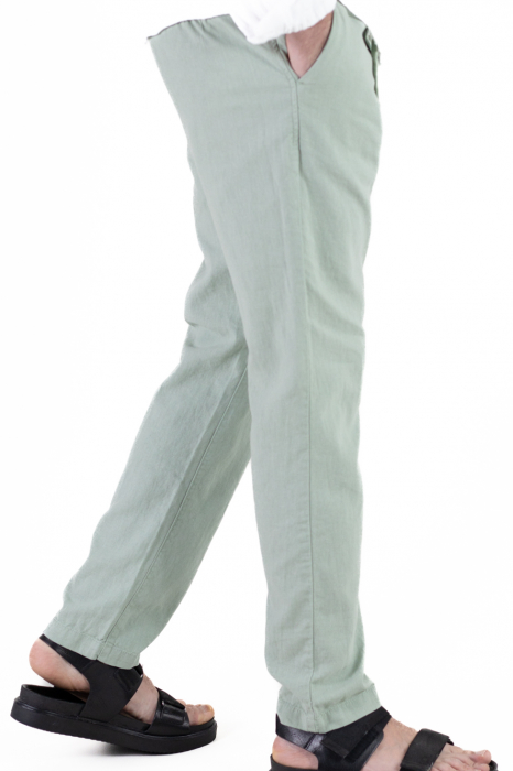 Pantaloni lungi din in regular fit verde mentă [3]