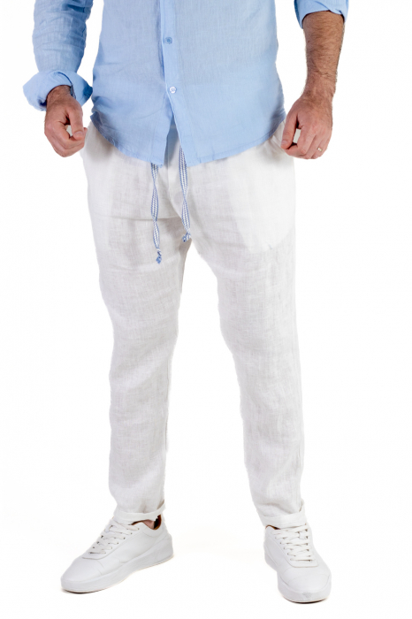 Pantaloni slim fit albi 100% in – Made in Italy [5]