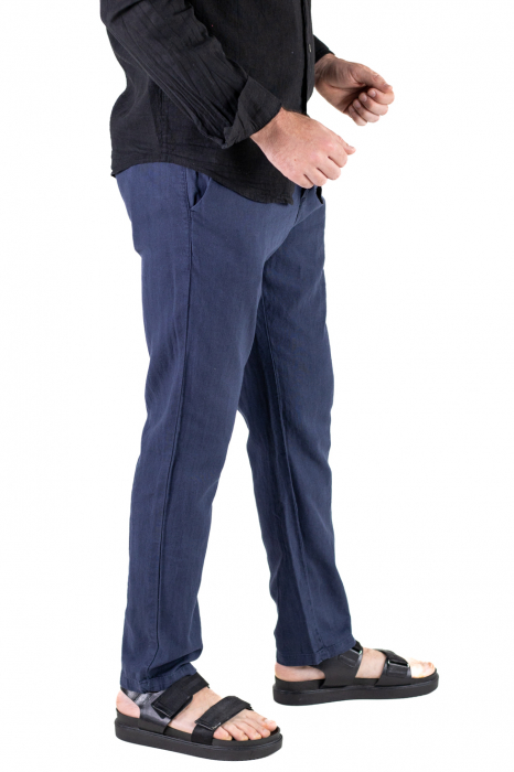 Pantaloni lungi din in regular fit bleumarin clasici [4]