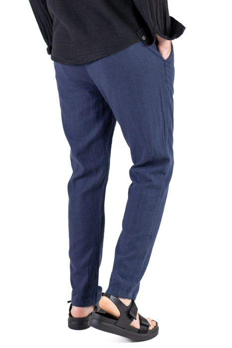 Pantaloni lungi din in regular fit bleumarin clasici [6]