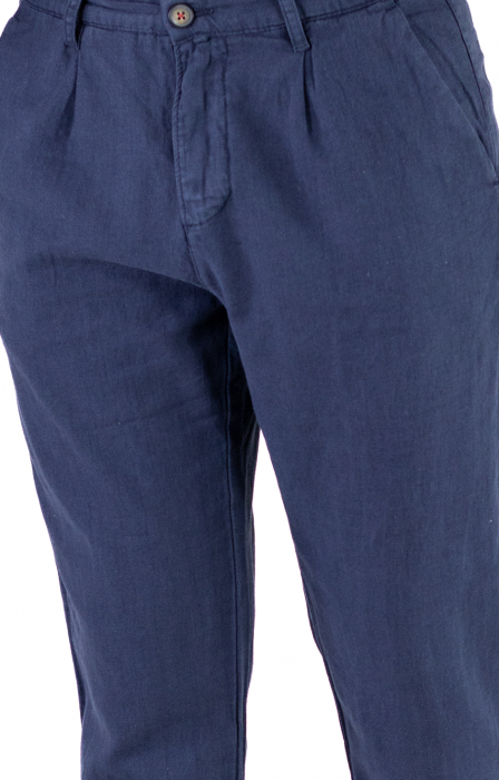 Pantaloni lungi din in regular fit bleumarin clasici [8]