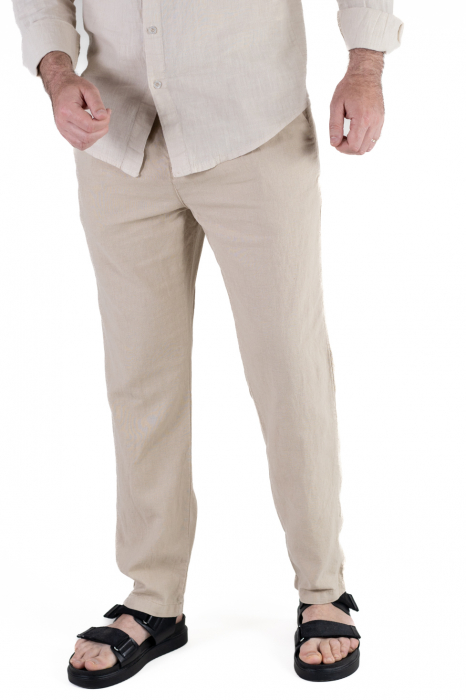 Pantaloni lungi din in regular fit bej clasici [5]