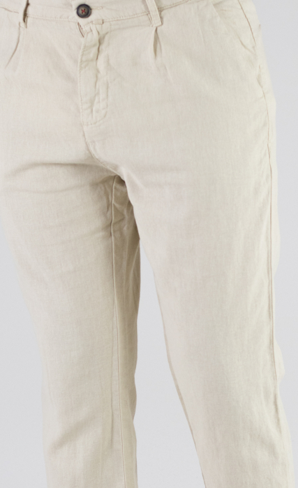 Pantaloni lungi din in regular fit crem clasici [5]