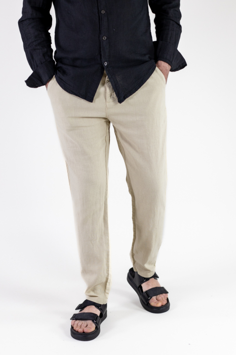 Pantaloni lungi din in regular fit crem clasici [6]