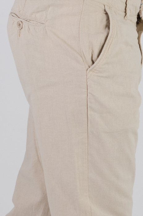 Pantaloni lungi din in crem [7]