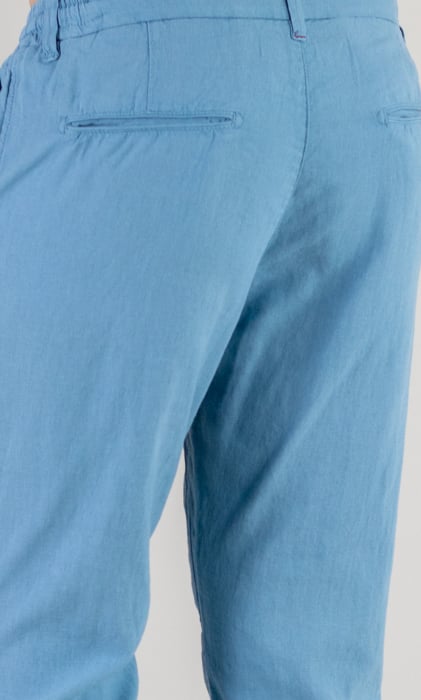 Pantaloni lungi din in regular fit albastru ciel [8]