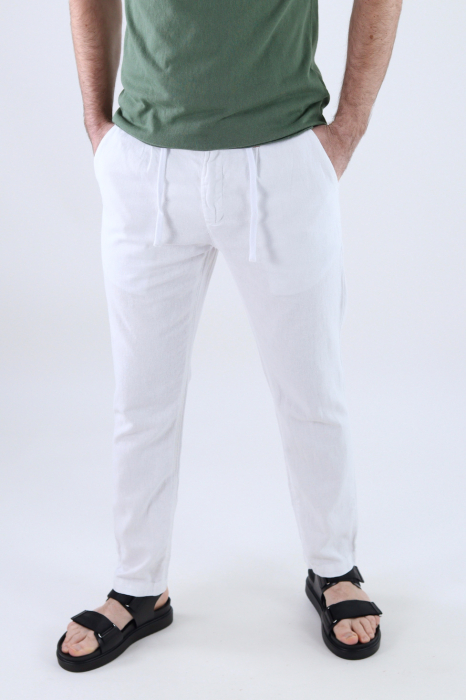 Pantaloni lungi albi din in [9]