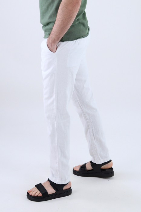 Pantaloni lungi albi din in [8]