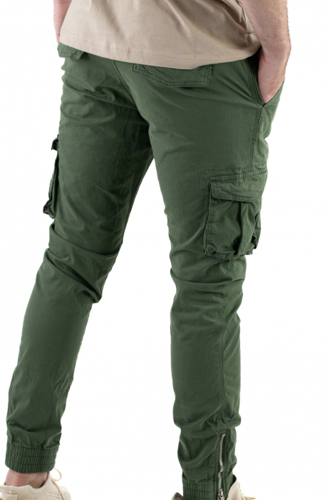 Pantaloni verzi cu buzunare cargo si fermoar la glezna [6]
