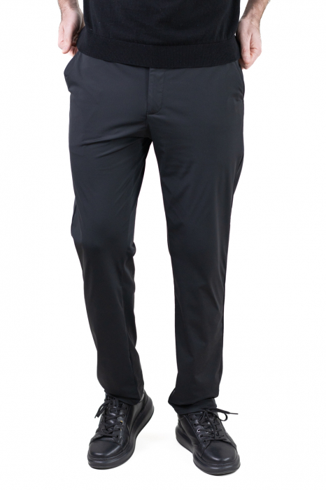 Pantaloni regular fit casual negri super elastici [2]