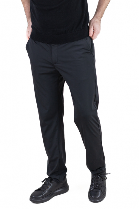 Pantaloni regular fit casual negri super elastici [7]