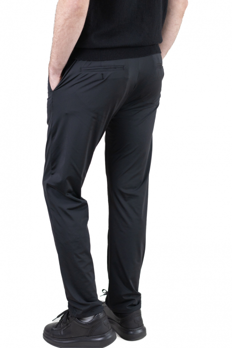 Pantaloni regular fit casual negri super elastici [5]