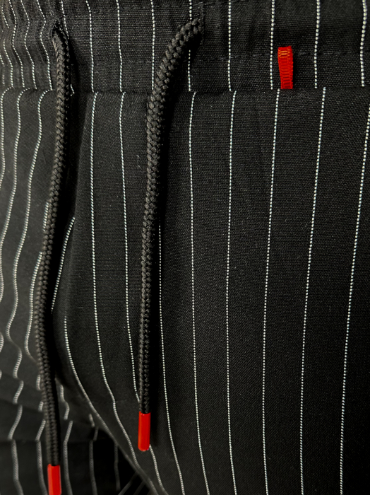 Pantaloni negri lungi casual cu dungi albe [12]