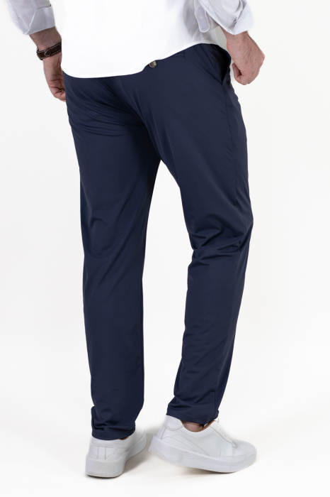 Pantaloni regular fit casual bleumarin super elastici [7]