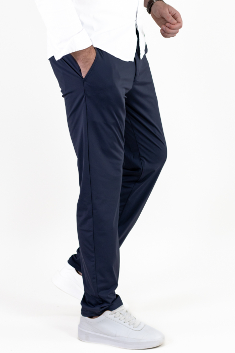 Pantaloni regular fit casual bleumarin super elastici [5]