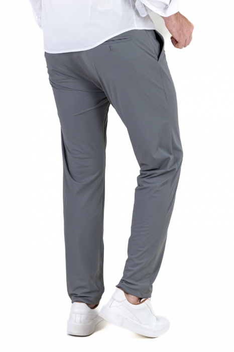 Pantaloni regular fit casual gri super elastici [6]