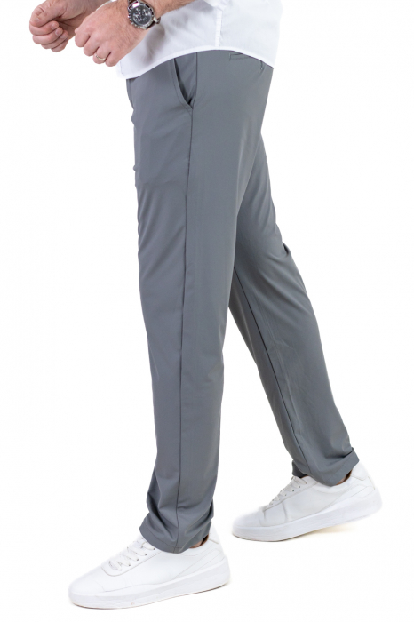 Pantaloni regular fit casual gri super elastici [8]